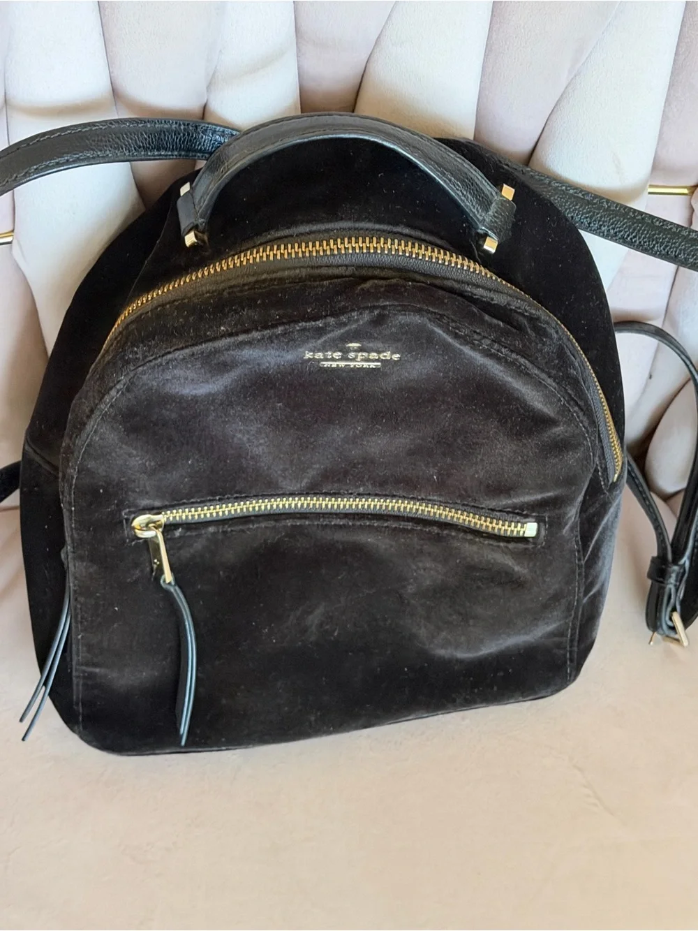 kate spade New York Black Velvet Small Backpack